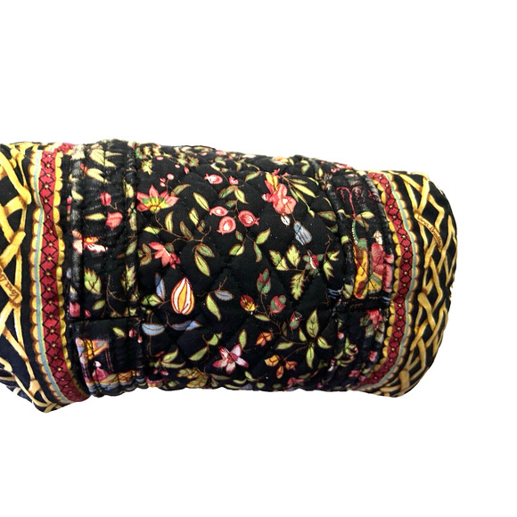 Vera Bradley Black and Yellow Weave Asian Print Quilted Zipper Small Duffle bag - Picture 7 of 9